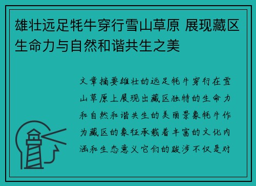 雄壮远足牦牛穿行雪山草原 展现藏区生命力与自然和谐共生之美